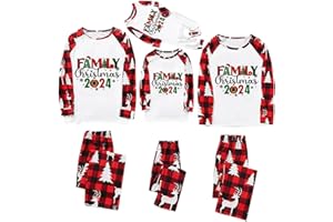 LINDOMAKER Family Christmas Pyjamas Set 2024 Xmas Matching Family Pjs Holiday Funny Cute Graphic Sleepwear Jammies Loungewear Set