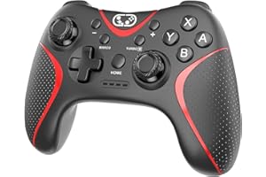 CEHENSY Controlador inalámbrico Pro para conmutador/conmutador OLED, Bluetooth Gaming Controller con Despertador, Gamepad con botón programable, giroscopio de 6 Ejes, Turbo y Coche, Negro y Rojo