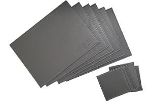 MAISON & WHITE Placemats and Coasters Set of 12, Faux Leather Table Mats | 6 Grey Placemats & 6 Coasters | Washable Dining Place Mats | M&W