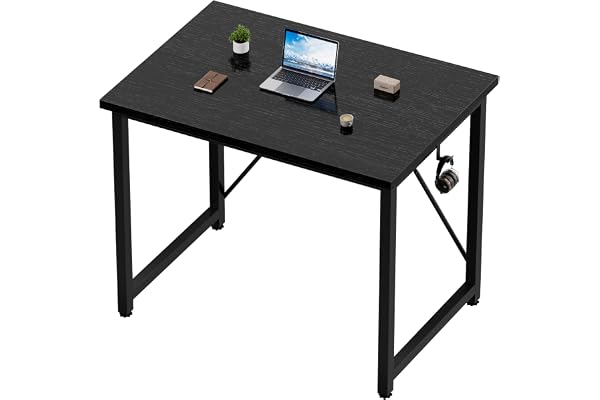 Devoko Bureau d'ordinateur, Table, Petits Bureaux d'étude 80 x 50 x 75 cm pour Les Petits Espaces, Poste de Travail, Bureau et Travail à Domicile, Cadre en Métal, Noir