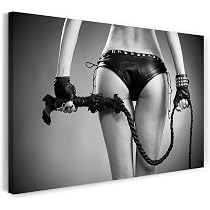 Printistico Toile Murale 120x80 Cm Femme Allongée Lingerie Rouge - Photo Noir Et Blanc Avec Cadre Bois
