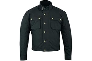 MODERNAGE Men's Wax Cotton Waxed Motorcycle Jacket Short Body Motorbike Top | Waterproof Lined | Armoured Biker Textile Winter Coat for men | Touring | Urban | Riding