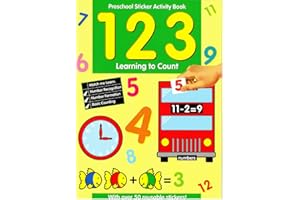 ALLIGATOR BOOKS 3 Assorted Preschool Sticker Activity Books Maths English Spelling Childrens Learning Aids (Learning To Count)
