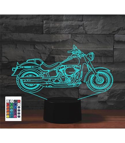 3D Motorrad Nachtlicht Mit Fernbedienung – 16 Farben, USB-Betrieb, Optische Täuschung LED Lampe Für Kinderzimmer & Deko
