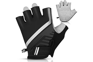 LEMEGO Gants Vélo VTT Homme Eté, Gants Cyclisme Demi Doigts Rembourrés de 5mm Antichoc Antidérapant Réfléchissant Respirant Gant pour Cycliste Camping Pêche Gym Sport