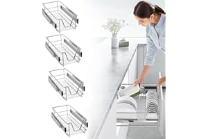 TRMLBE Juego de 4 Cajones Telescópicos 30cm Cajón Cocina Armario Organizador Armario Tirador Dormitorio Cajón Estante Cocina con Guías Carga Máx 20kg