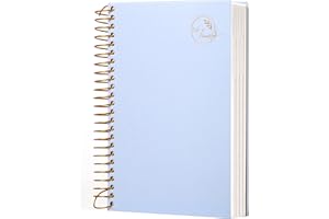 CAGIE Hardcover Notizbuch A5 Liniert mit Spiralbindung 300 Blatt (150 Seiten) Groß Spirale Notizblock Bullet Journal Block Schulbedarf für Arbeit Office Meeting Schule College Essentials, Blau