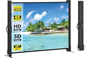 EXCELIMAGE Portable Projector Screen with Stand, 50 Inch 4:3, Outdoor Projector Screen, Lightweight and Retractable, 1.2 High Gain Wrinkle-free Projection Screens, For Home Cinema, Meeting Presentation.