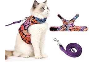 HIPET Cat Harness and Leash for Walking Escape Proof Air Mesh Fabric Outdoor Walking Vest with Reflective Strips for Cute Cats and Small Dogs (Pink, S)