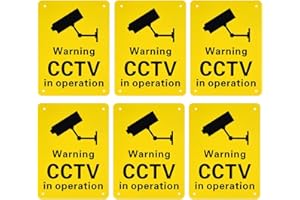 Austor Pre-Drilled CCTV In Operation Sign, Rigid Plastic Signs for Outdoor Use, 150 x 200 mm, 6 Pack