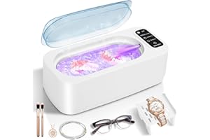 WERUSUT Ultrasonic Cleaner with UV Sterilisation – 350ml Portable Jewellery Cleaner & Retainer Cleaner, Multi-Purpose Ultrasonic Jewellery Cleaner for Glasses, Rings, Aligners & Mouth Guards..