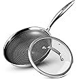 Bergner Hitech Triply Non-Stick 28 cm Frypan with Glass Lid, Frying Pan with Non-Stick Mesh Pattern Inside, Rivetless Handles, Metal Spatula Friendly, Induction Bottom and Gas Stove Ready