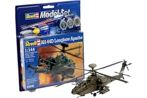 Revell Model Set 64046 AH-64D Longbow Apache 1:144 Scale Unbuilt/Unpainted Plastic Model Kit with Contacta Professional Glue, Paintbrush & Selected Aqua Color Paints