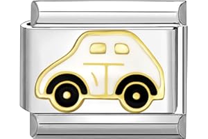 Quiges - Modulo Charm Link in stile italiano da 9 mm in acciaio inox Auto per bracciali in stile Italian Links