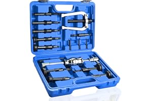BOOMSTART 16pc Extracteur de Roulement Interieur, 5-58mm Arrache Roulement Interieur, Extracteur de Roulement à Inertie, Arrache Roulement Interne avec Marteau pour Moto Voiture Velo (Bleu)