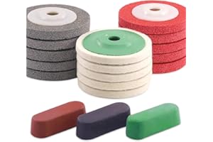 Keadic 13 discos de pulido de fieltro de lana de 100x8 mm, para amoladora angular de 4 pulgadas, pulido y corte – negro, marrón y verde (18 unidades de disco de pulido y lijado)
