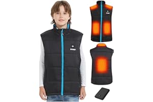 CYCYHEAT Gilet Chauffant Enfant avec Batterie 7,4V 10000mAh – Veste Chauffante Légère Matelassée pour Filles et Garçons avec Technologie de Chauffage Améliorée