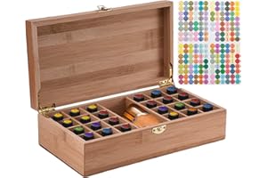 GRACELAZA Caja de Bambú de Almacenamiento de Aceite Esencial de 25 Ranuras - Almacenamiento 5 a 10 ml de Botellas de Aceites Esenciales y Perfume #1