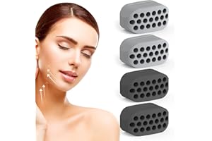 UKOFEW 4 Pezzi Esercizio Mascella, Jawline Exerciser, Jawline Trainer, Mascella Allenatore Esercizi, per Rafforzare e Stringere Mascelle e Collo Donne Uomini (Grigio, Nero)