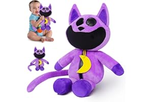 QINGXIAOTU Smiling Critters Peluche,Smiling Critters Plush Toy,Funny Smiling Critters Pillow Children's Room Decoration,Smiling Critters Peluche Juguete Plush Horror Game Muñeco.(Cat de sonrisa púrpura)