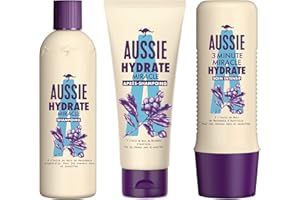 Aussie Hydrate Miracle Shampoing, Après-shampoing Et Soin Intensif Hydratants, Pour Cheveux Secs, Á L'Huile De Macadamia