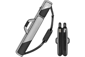 PEKREWS Billardqueue-Tasche 2x2, Pool-Stick-Tasche für 2 Stöcke mit 2 Reißverschluss-Zubehörtaschen, stabile Polyester-Poolqueue-Tragetasche mit Schultergurt, weicher Billardqueue-Rucksack für