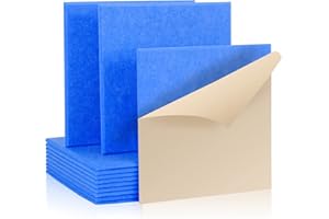 Rdutuok 12 pannelli acustici autoadesivi, 30 x 30 x 1 cm, assorbitori acustici, pannelli acustici per studio, ufficio, studio, trattamento acustico e decorazione da parete (blu)