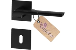 ERGO line Design moderne, poignée de porte noire ZOE, pour portes d'intérieur, la silhouette ultra-fine, poignée carrée noire mate, garnitures de porte, poignée (Trou Petite Clé)