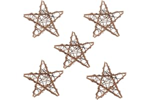 GARDENINGWILL 5Pcs Natural Dried 15cm Star Rattan Handmade Garland Wreath Xmas Wedding Home Garden Decor