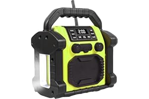 Bingxue Portable Radio Bluetooth Speaker, 30W IPX 66 Waterproof, 8000mAH Battery, Portable with LED Lights，Anticollision FM Radios for Outdoor，Workshop，Garage