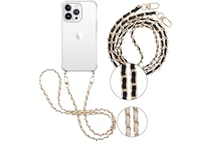 Pnakqil 2 Stück Handykette für Apple iPhone 13 PRO 6,1" Hülle mit Band, Handyhülle Necklace Handy Kette Kordel zum Umhängen Schutzhülle, Trasparente TPU Bumper Stoßfest Smartphone Case, Lanyard 4