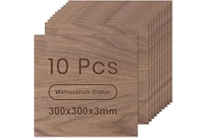 ROWOOD Sperrholzplatte 3mm 300x300mm 10Stück Walnuss holzplatte Zuschnitt Nach Maß Unbehandeltes Bastelhölzer Holz für Modellbau Laserschnit Laser Gravur Holz Brennen Malerei CNC