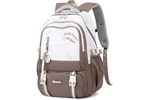 Amythe Girls' Backpack for School, Water-Resistant School Bag for Middle and High School Girls, 36L Large Travel Casual Rucksack for Teenagers with Fashionable Accessories