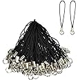 Qiuyan 100pcs Cell Phone Split Ring Strap Detachable Phone Ring Strap Phone Charm Cords DIY Lanyard Decorations for Hanging Charms USB Keychain - Black