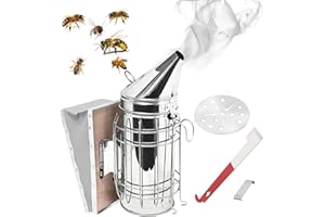 TUAKIMCE Bee Hive Smoker Stainless Steel Beekeeping Hive Tool with Heat Shield Beekeeping Equipment for Beginners