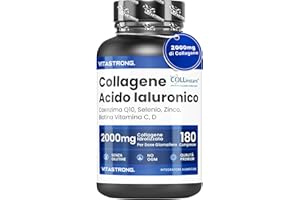 VITASTRONG. COLLAGENE IDROLIZZATO 2000MG Vitastrong - COLLinstant Collagene e Acido Ialuronico con Biotina, Coenzima Q10, Zinco, Selenio, Vitamina C, Vitamina D - Formula Efficace - Qualità Premium