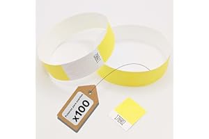 Europaband Juego de 100 pulseras tyvek para identificación en eventos y fiestas – resistentes a las roturas e impermeables (amarillo)