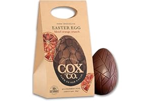 COX & CO Cox&Co. Dark Chocolate Easter Egg | Large 155g 60% Blood Orange Crunch in Smooth Single Origin Cacao | Vegan Gifts | Plastic Free Packaging | Award Winning Brand