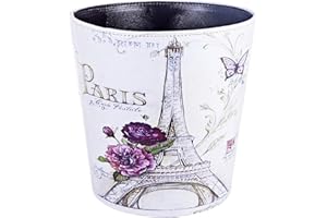 keivmlvt Corbeille à papier Poubelle 10 litres en cuirs - l'artisanat -Convient à la chambre à coucher, au bureau (Eiffel Tower)