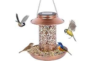 Herefun Solaire Mangeoire À Oiseaux Extérieur, Mangeoire À Oiseaux Suspendue en Métal, Mangeoires Oiseaux pour Nourrir Les Oiseaux en Plein Air Le Jardin