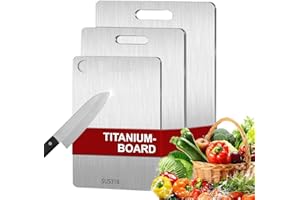 VAPOURD 3 Stücke Titan Schneidebrett, S316 Schneidebrett Edelstahl, Titanium Cutting Board, Doppelseitiges Lebensmittel Grade Schneidebrett, Titanium Cutting Board für Fleisch, Obst