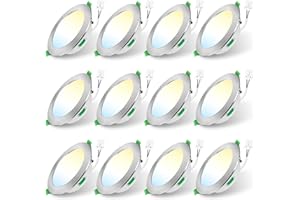 ‎ALUSSO LIGHTING ALUSSO LIGHTING 5W LED Einbaustrahler Dimmbar 230V Slim Flach, 350 Lumen Warmweiß tralweiß Kaltweiß 29mm Einbautiefe, IP44 Spritzwasser Deckenspots für Badezimmer, 12er Set, 3000K/4000K/6500K