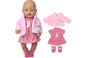 OTMOON Ropa de Muñecas para 36 - 43 CM / 17 in New Born Baby Doll Muñecas, Contiene Abrigo, Vestido y Calcetines (no muñeca)