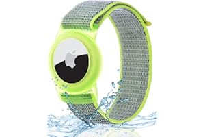 Panjal Breathable Airtag Wristband for Kids & Elders, Apple AirTag Waterproof Bracelet, Adjustable Anti Lost Washable AirTag Wristband Nylon for Toddler Children Elderly Men Women - Bright Yellow