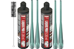 BEFESTIGUNGSTECHNIK GRAMSCH Tox Liquix 280 ml | 2K Injektionsmörtel | Verbundmörtel | Chemiedübel für Beton & Mauerwerk | inkl. 4x Mischer/Schwerlastbefestigung | Montagemörtel Klebeanker (2x 280ml)+BTG Bürste