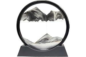 YWQQ Pittura di Sabbia che Scorre, Paesaggio di Sabbia 3D, Deep Sea Sandscape Display, Immagine di Arte della Sabbia in Movimento,Paesaggio Dinamica Art Decorazione Oceano Blu Regalo(Nero, 12 Pollici)
