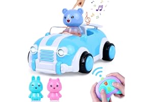 Yellcetoy Voiture Télécommandée avec Lumières et Musique, 2.4Ghz Voiture Radiocommandée rc Car, Cadeaux d'anniversaire et de Noël pour Les Enfants Garçons Filles 2 3 4 5+ Ans Bleu