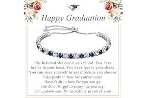 PDTU Graduation Gifts for Her, 2025 Graduation Gifts Silver Tennis Cubic Zirconia Adjustable Bracelet Presents for Daughter Granddaughter Niece Bestie Friends