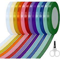 Cinta De Tela Cintas Raso 12 Colores 10mm 22m Cinta Satén, Cinta DIY Rollos Satén Colores