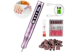 CGBE Electric Nail Files, LCD Display 30000RPM Cordless Nail Drill Machine for Acrylic Gel Nails, Rechargeable Nail Drill For Gel Nails - Rosegold